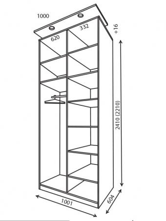 Шкаф-купе 2Д 1,0м (600)