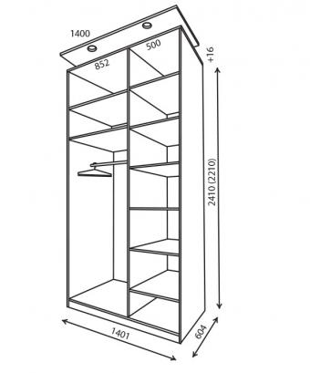 Шкаф-купе 2Д 1,4м (600)