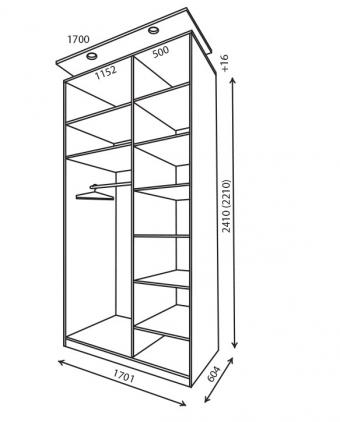Шкаф-купе 2Д 1,7м (600)