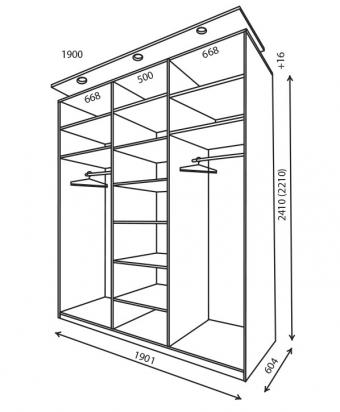 Шкаф-купе 3Д 1,9м (600)