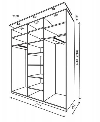 Шкаф-купе 3Д 2,1м (450)