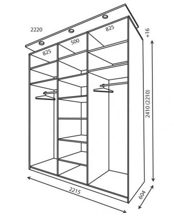Шкаф-купе 3Д 2,2м (600)