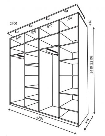 Шкаф-купе 4Д 2,7м (450)