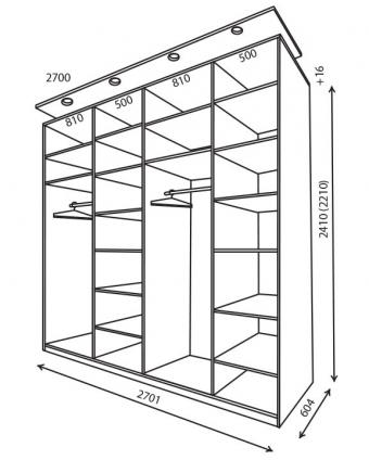 Шкаф-купе 4Д 2,7м (600)