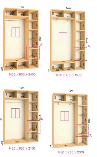 Шкаф-купе Феникс 2Д 1,4м