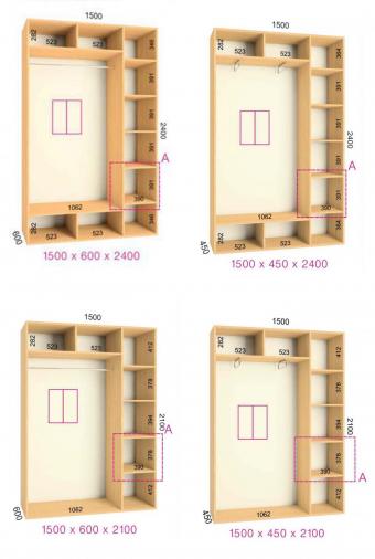 Шкаф-купе Феникс 2Д 1,5м