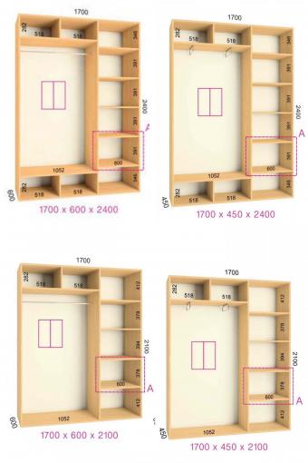 Шкаф-купе Феникс 2Д 1,7м