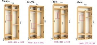 Шкаф-купе Ультра/Люкс 2Д 1,0м