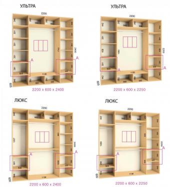 Шкаф-купе Ультра/Люкс 3Д 2,2м