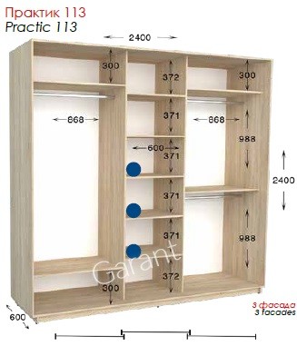 Шкаф-купе Практик 113 3Д 2,4м