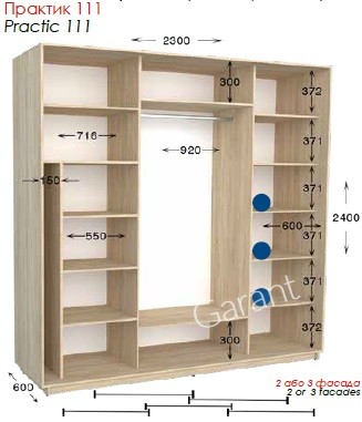 Шкаф-купе Практик 111 2Д/3Д 2,3м