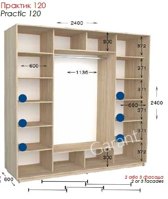 Шкаф-купе Практик 120 2Д/3Д 2,4м