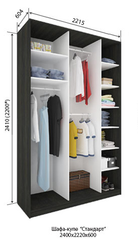 Шкаф-купе 3Д 2,22м(600) 19(1)